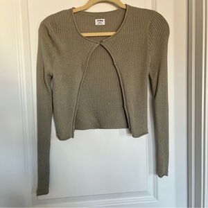 Cotton On Medium Longsleeve Ribbed Brown Tan Button Up Cardigan